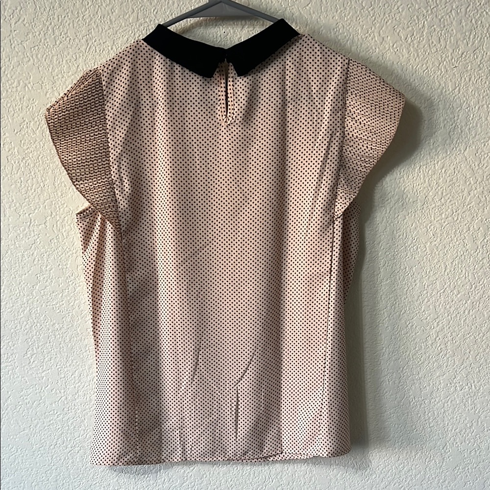 Adrianna Papell Polka Dot Blouse with Black Collar - Picture 2 of 2